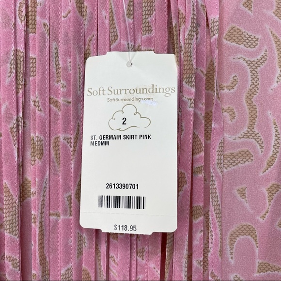 SOLD Soft Surroundings St Germain Pink Georgette Fringe Maxi Skirt Medium - Picture 11 of 16